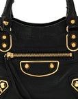 Chevre Gold Metallic Edge Hardware Mini City Black