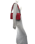 Calfskin Chevron Quilted Large Chain Boy Flap Red