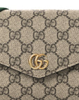 GG Supreme Monogram Textured Dollar Calfskin Web Mini Ophidia Envelope Shoulder Bag Beige Ebony