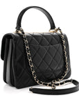 Lambskin Quilted Small Trendy CC Dual Handle Flap Bag Black