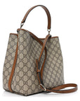 GG Supreme Monogram Medium Emblem Bucket Bag Beige Brown