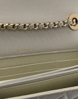Lambskin Quilted Trendy CC Dual Handle Clutch With Chain Grey