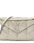 Lambskin Quilted Medium Loulou Puffer Monogram Chain Satchel Crema Soft