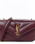 Lambskin Chevron Quilted Mini Loulou Rouge Cabernet