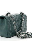 Caviar Quilted Mini Rectangular Flap Dark Turquoise