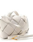 Nappa Intreccio Padded Top Handle Shoulder Bag White