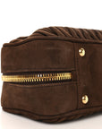 Suede Matelasse Large Arcadie Top Handle Bag Cocoa Brown