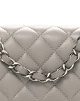 Lambskin Quilted Mini Square Flap Grey