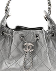 Metallic Caviar Quilted Mini CHNL 25 Handbag Anthracite