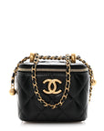 Calfskin Quilted Mini Perfect Fit Vanity Case With Chain Black
