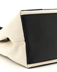 Cotton Canvas Satin Calfskin S Navy Cabas Natural Black