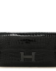 Shiny Alligator Monochrome Constance Long Wallet Black