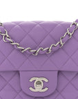Lambskin Quilted Mini Rectangular Flap Purple