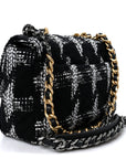 Tweed Quilted Medium CHNL 19 Flap Black White