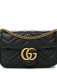 Calfskin Matelasse Super Mini GG Marmont Shoulder Bag Black