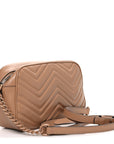 Calfskin Matelasse Monochrome Small GG Marmont Chain Shoulder Bag Camelia
