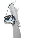 Silk Maxi Scarf CHNL 19 Flap Black Blue White