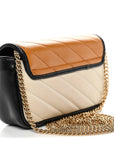 Vintage Effect Calfskin Matelasse Diagonal Super Mini Torchon GG Marmont Shoulder Bag Cognac Mystic White Blue Agata