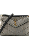 Denim Quilted Medium Loulou Puffer Monogram Chain Satchel Rodeo Blue