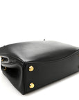 Natural Smooth Calfskin Small Rodeo Top Handle Handbag Black