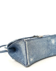 Nappa Denim Printed Small Hourglass Top Handle Bag Denim Blue