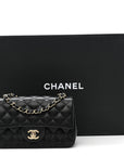 Lambskin Quilted Mini Rectangular Flap Black