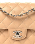 Caviar Quilted Small Double Flap Beige