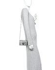 Metallic Patent Micro-Cannage Baby D1ORama Flap Bag Silver