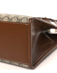 GG Supreme Monogram Azalea Calfskin Small Retro Interlocking G Tote Bag Beige Ebony Brown Sugar