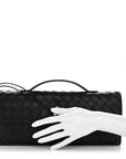 Nappa Intrecciato Long Andiamo Top Handle Clutch Black