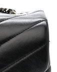 Calfskin Y Quilted Monogram Medium Loulou Chain Satchel Black