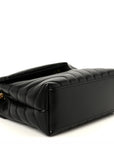 Calfskin Y Quilted Monogram Small Loulou Chain Satchel Black