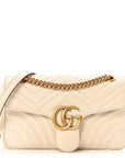 Calfskin Matelasse Small GG Marmont Shoulder Bag White