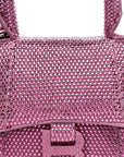 Strass Suede Hourglass Top Handle Bag XS Pink