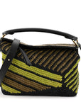 Raffia Calfskin Small Puzzle Bag Anise Olive