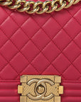 Lambskin Quilted Medium Boy Flap Fuchsia