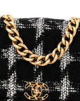 Tweed Quilted Maxi CHNL 19 Flap Black White