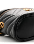 Calfskin Matelasse Chevron Mini GG Marmont Top Handle Bag Black