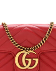 Calfskin Matelasse Super Mini GG Marmont Shoulder Bag Hibiscus Red