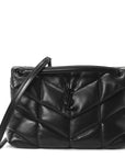 Lambskin Quilted Monogram Monochrome Medium Loulou Puffer Chain Satchel Black
