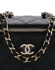 Caviar Quilted Mini Vanity Case With Chain Black