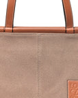 Canvas Calfskin Cushion Tote Taupe
