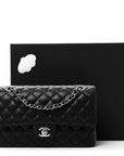 Caviar Quilted Medium Double Flap Black