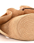 Raffia Calfskin Paulas Ibiza Balloon Ruffle Basket Tote Bag Natural Tan