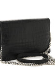 Calfskin Crocodile Embossed Kate Monogram Tassel Chain Wallet Black