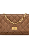 Metallic Calfskin Quilted 2.55 Reissue Wallet On Chain WOC Bronze