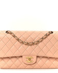 Caviar Quilted Medium Double Flap Light Pink