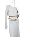 GG Supreme Monogram Textured Calfskin Web Retro Interlocking G Belt Bag Beige Mystic White Oatmeal