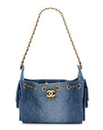 Washed Denim Quilted Mini CHNL 25 Handbag Blue