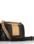 Metallic Glazed Calfskin Small Boy Flap Black Gold